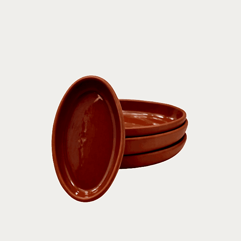 Yarım Sırlı Oval Güveç