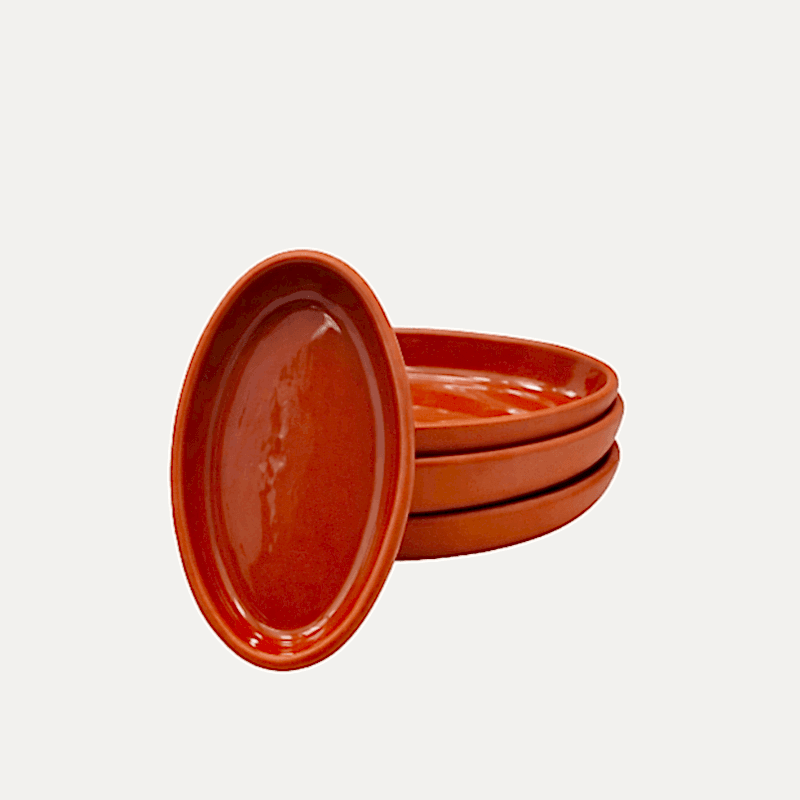 Yarım Sırlı Oval Güveç